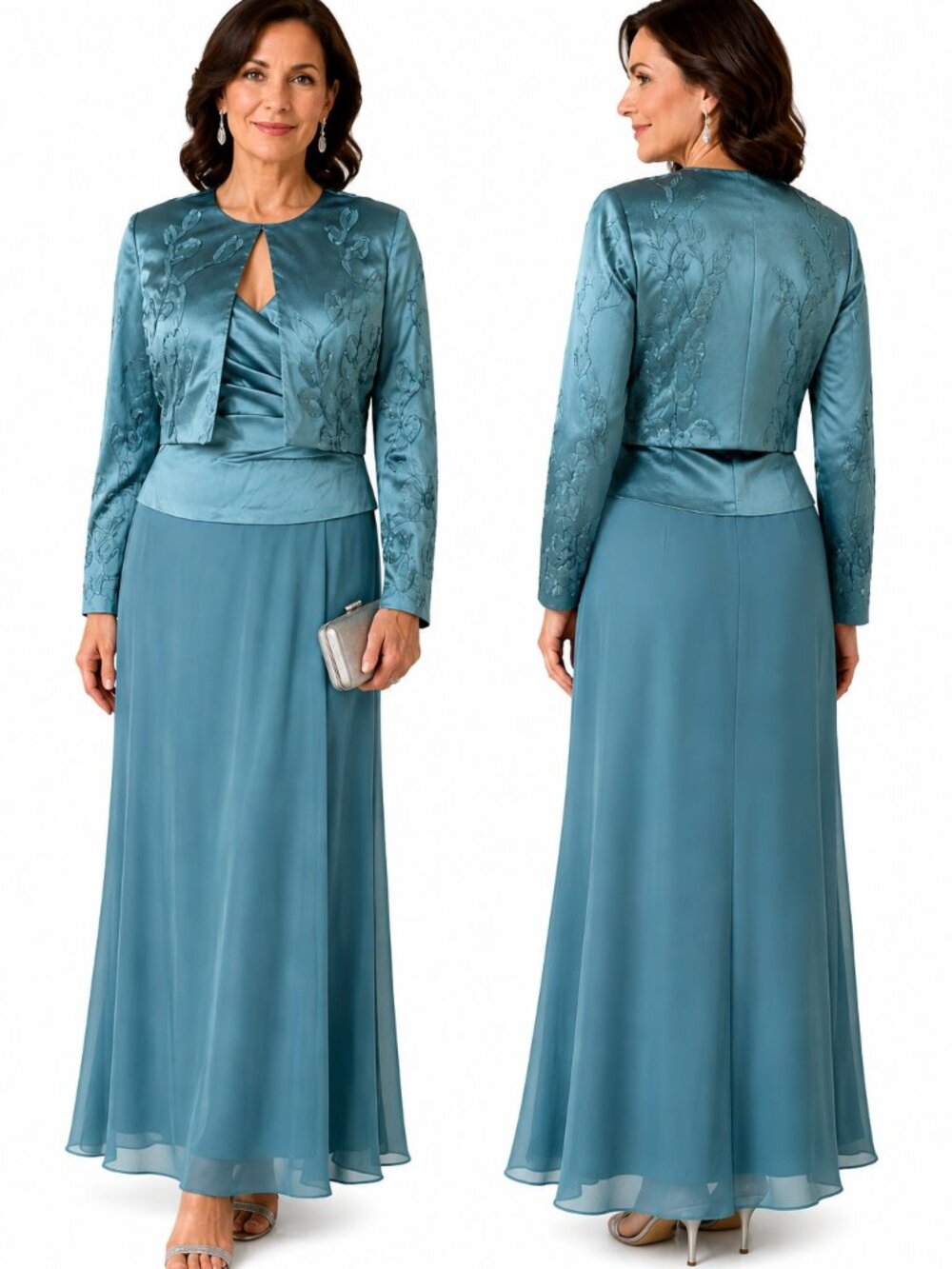 Patra Women's 2-Piece Taffeta and Chiffon Formal Gown w/Bolero Jacket